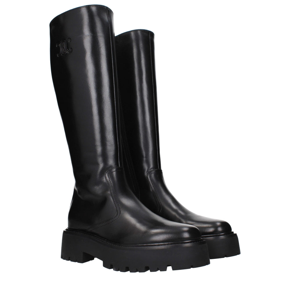 Celine Schwarze Lederstiefeletten