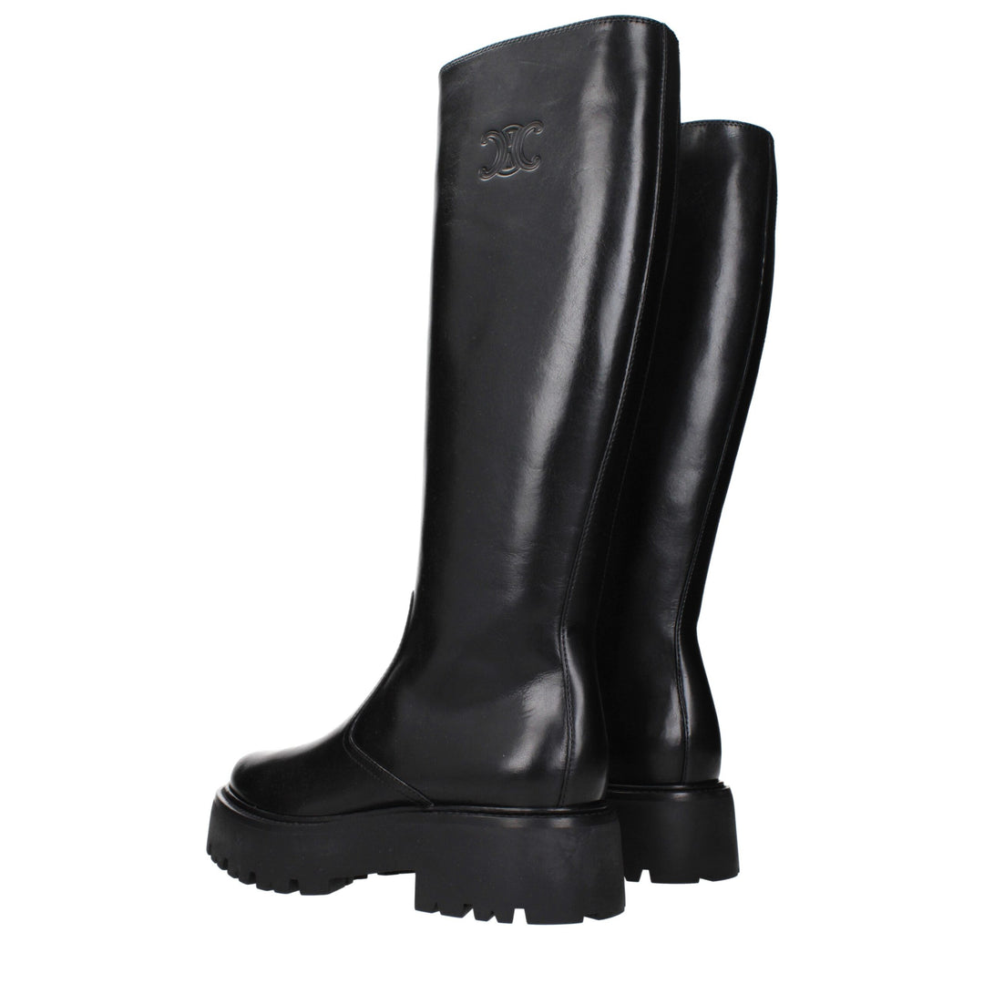 Celine Schwarze Lederstiefeletten