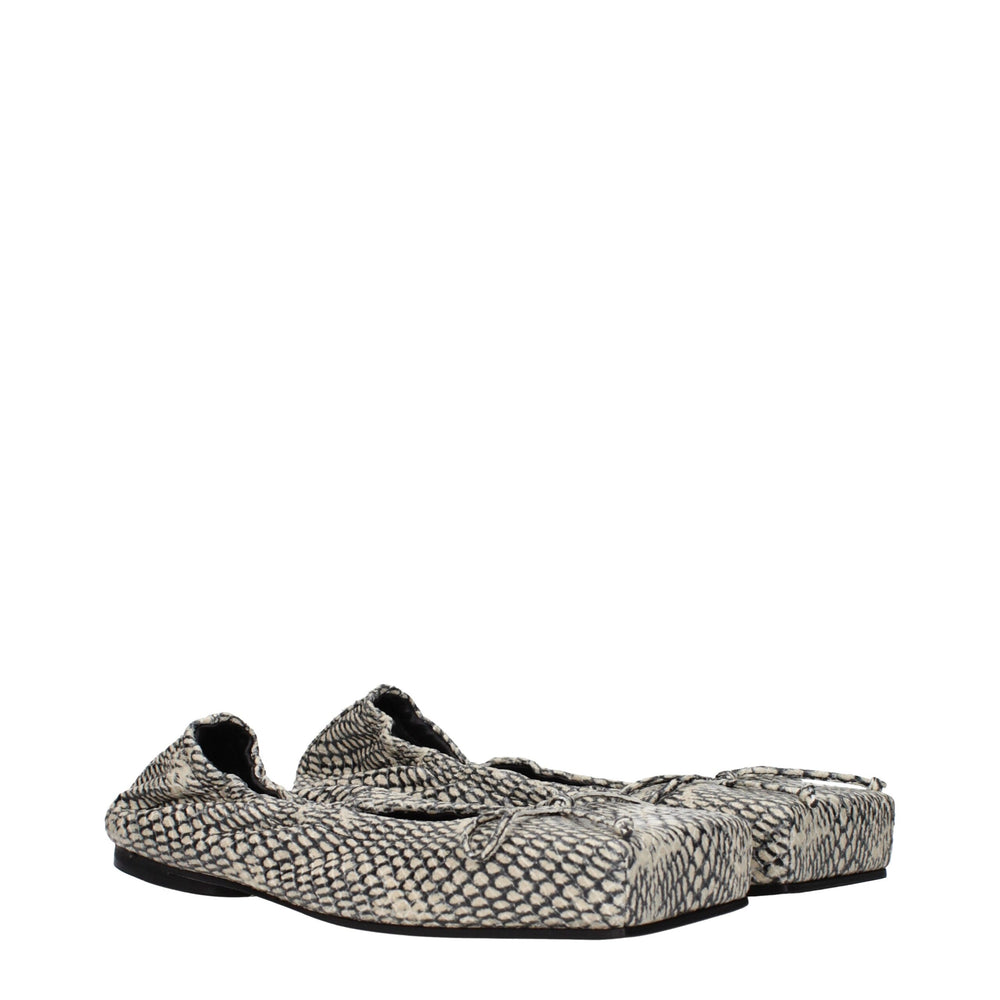 Jacquemus Beigefarbene Leder-Ballett-Flats