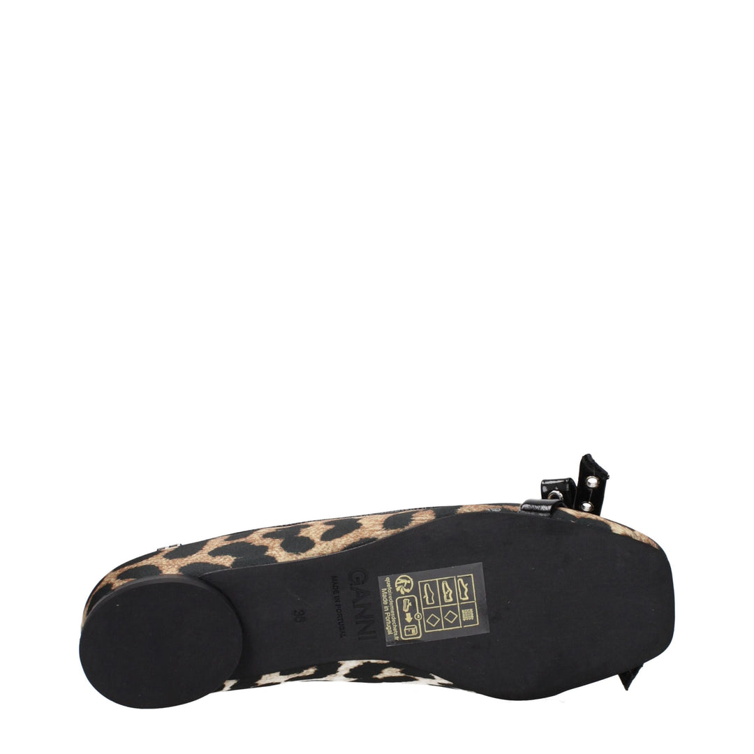Ganni Braune Stoff-Ballett-Flats
