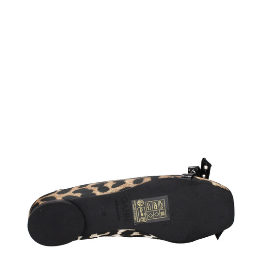 Ganni Braune Stoff-Ballett-Flats