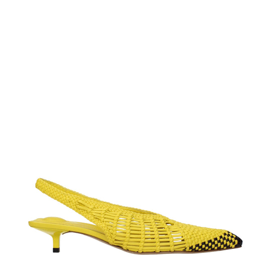 Jacquemus Flache Sandalen aus gelbem Leder
