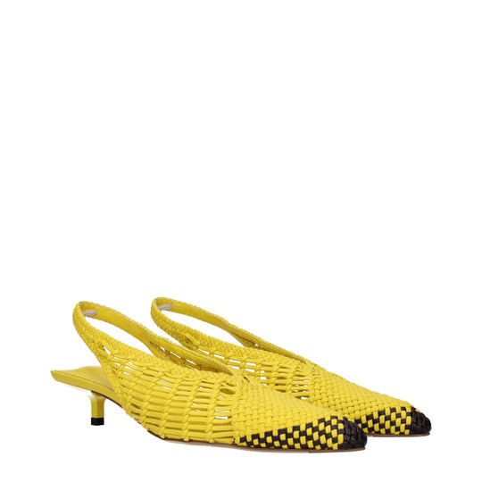 Jacquemus Flache Sandalen aus gelbem Leder
