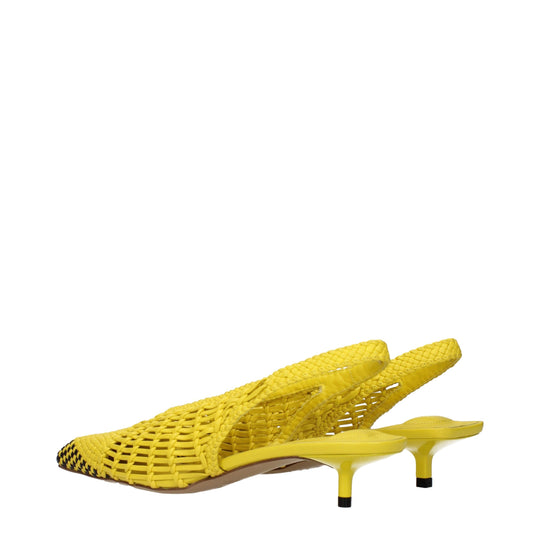Jacquemus Flache Sandalen aus gelbem Leder