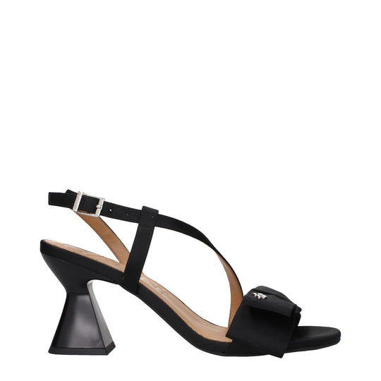 Ganni Schwarzer Stoff Stiletto Heels Sandalen
