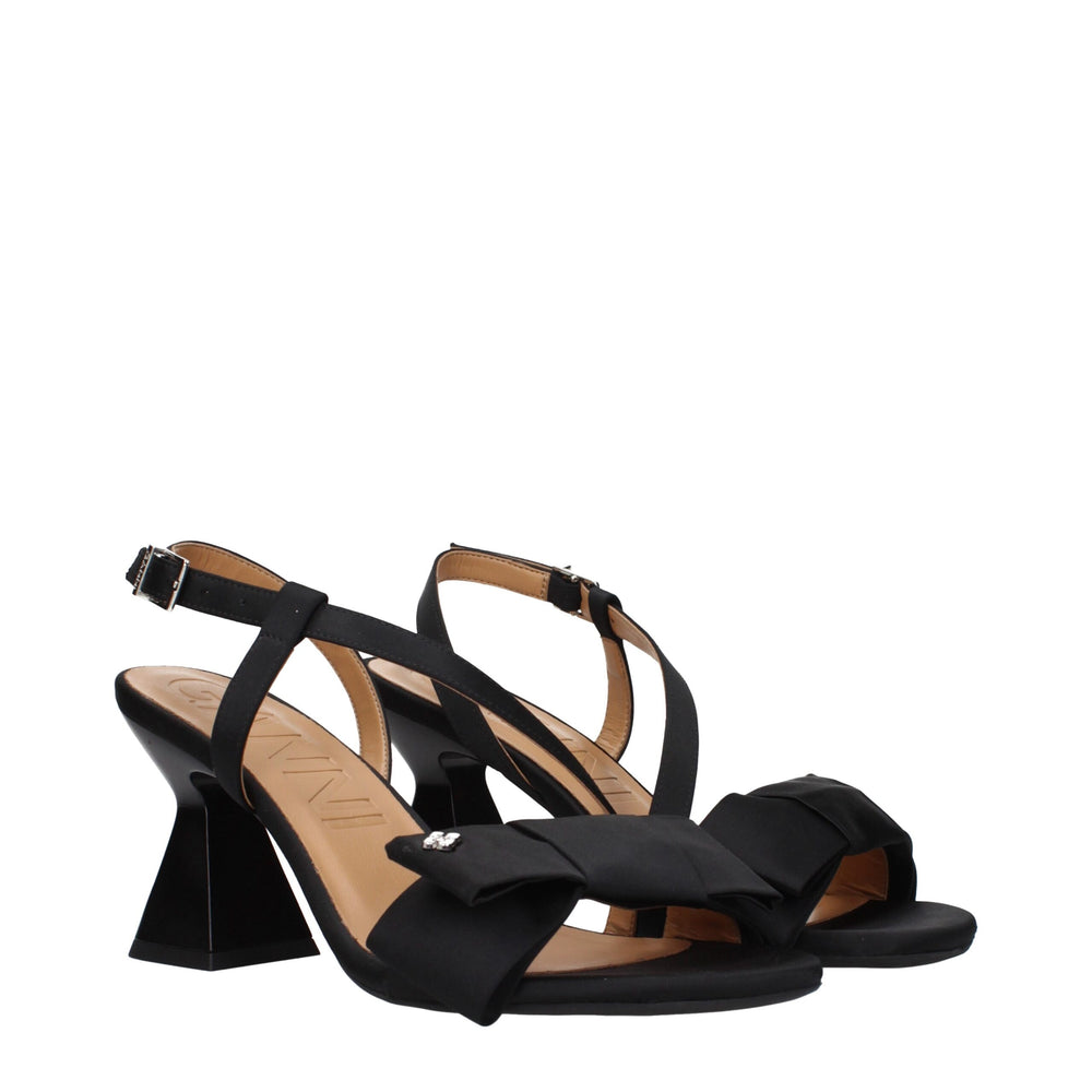 Ganni Schwarzer Stoff Stiletto Heels Sandalen