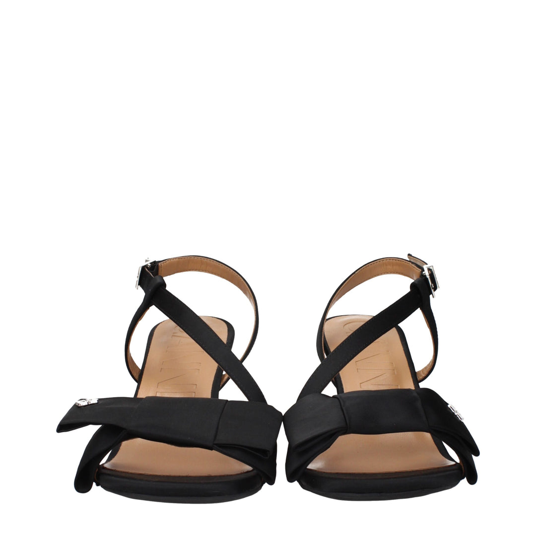 Ganni Schwarzer Stoff Stiletto Heels Sandalen