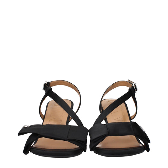 Ganni Schwarzer Stoff Stiletto Heels Sandalen