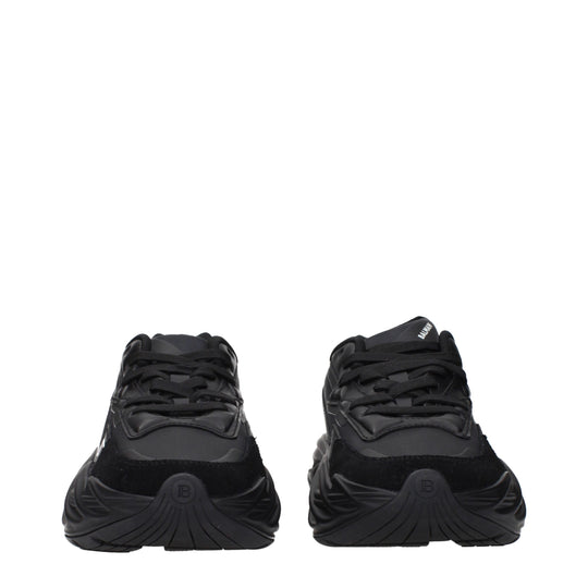Balmain Schwarzes Leder Sportliche Turnschuhe