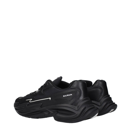 Balmain Schwarzes Leder Sportliche Turnschuhe