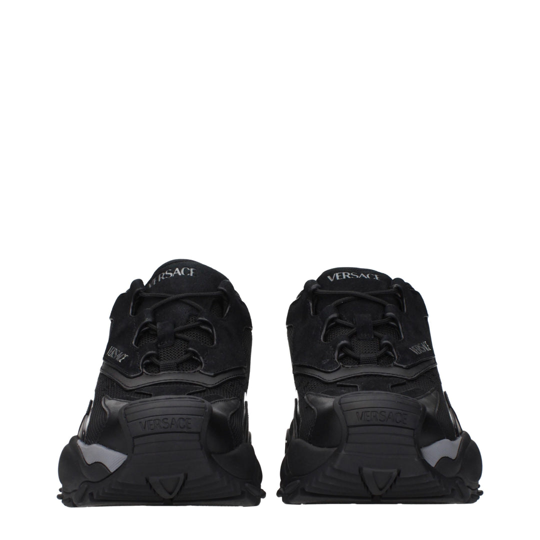 Versace Schwarzer Stoff Sportliche Turnschuhe
