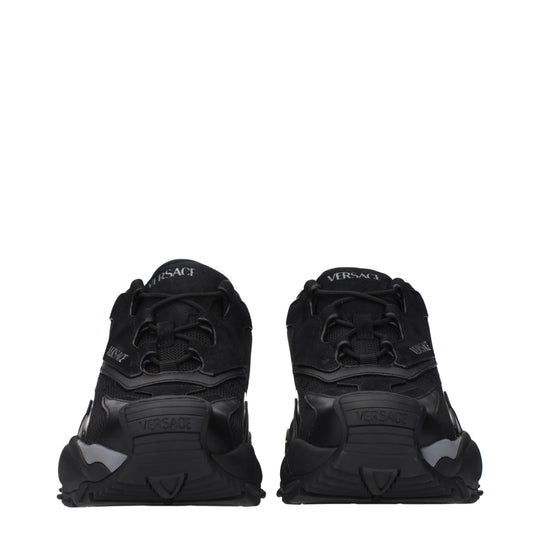 Versace Schwarzer Stoff Sportliche Turnschuhe