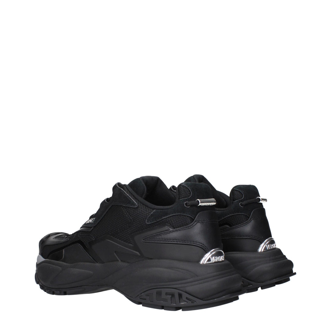 Versace Schwarzer Stoff Sportliche Turnschuhe