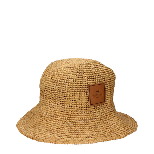 Max Mara Beige Raffia Eimer Hüte