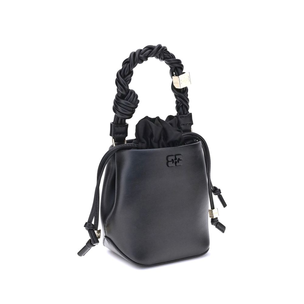 Ganni Schwarze Bucket Bag aus recyceltem Leder