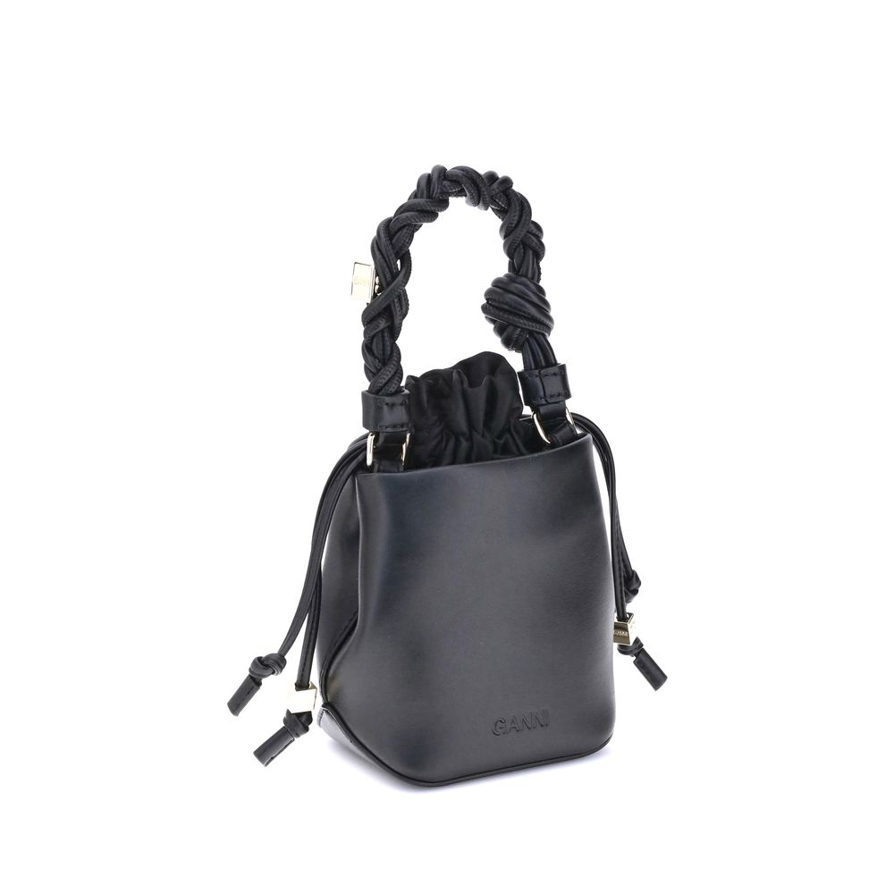 Ganni Schwarze Bucket Bag aus recyceltem Leder